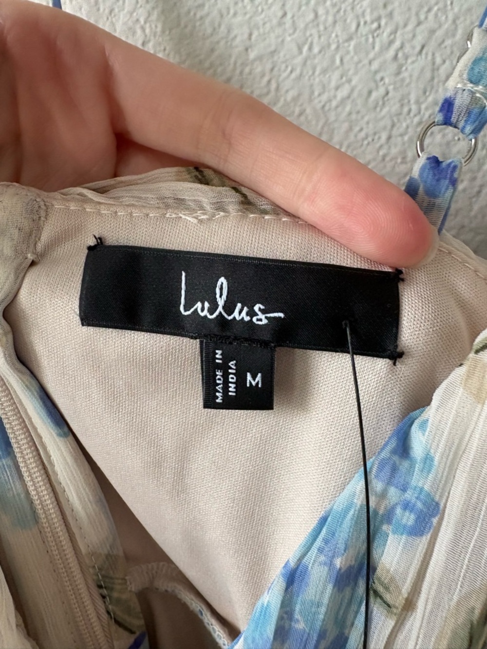 Lulu's Blue and Cream Floral Spaghetti-Strap Maxi Dress - Picture 3 of 4